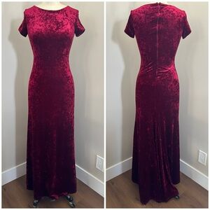 American Vintage Velvet Maxi Dress in Deep Red